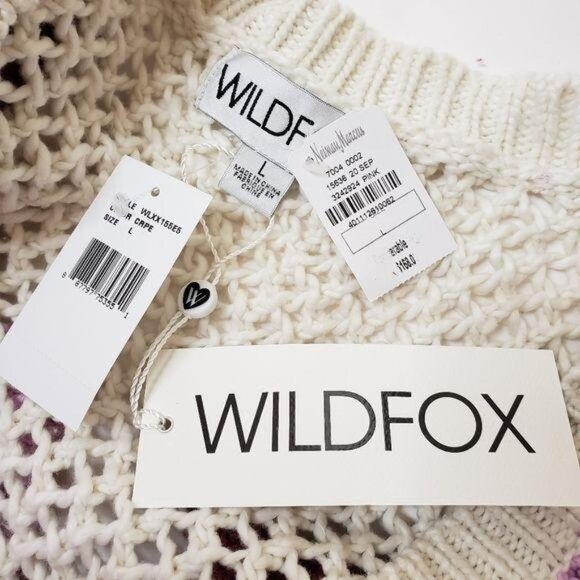 Wildfox NWT Colorblock V-Neck chunky knit Cropped Sweater Large pink maroon - Picture 5 of 12